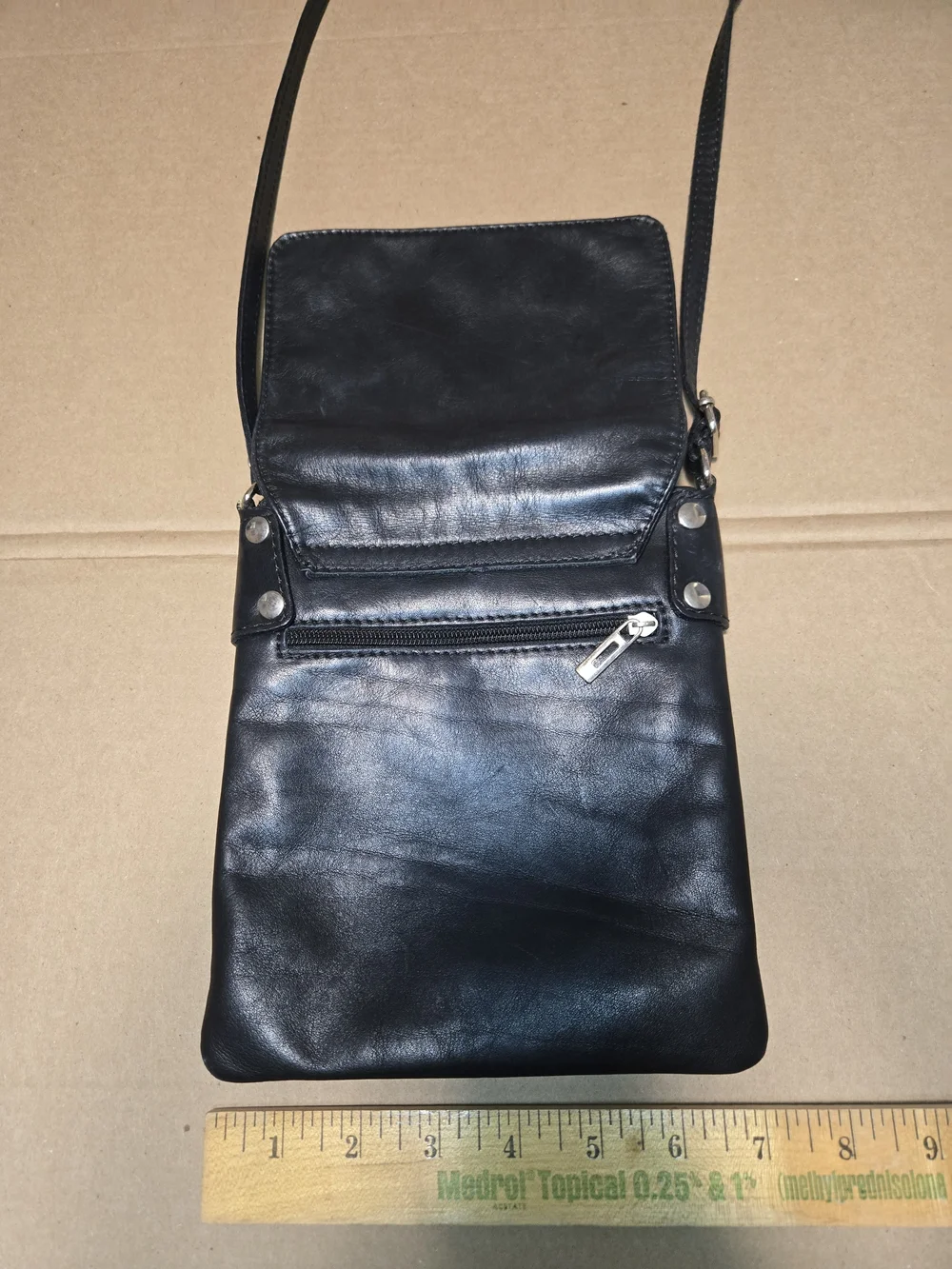 Minimalist Black Leather Messenger Crossbody for Men